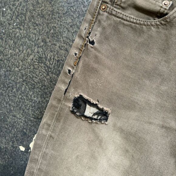 Levi’s Men’s Thrashed Jeans Brown/Gold Color Size 30x28.5 Grunge Style Ripped - Picture 14 of 16